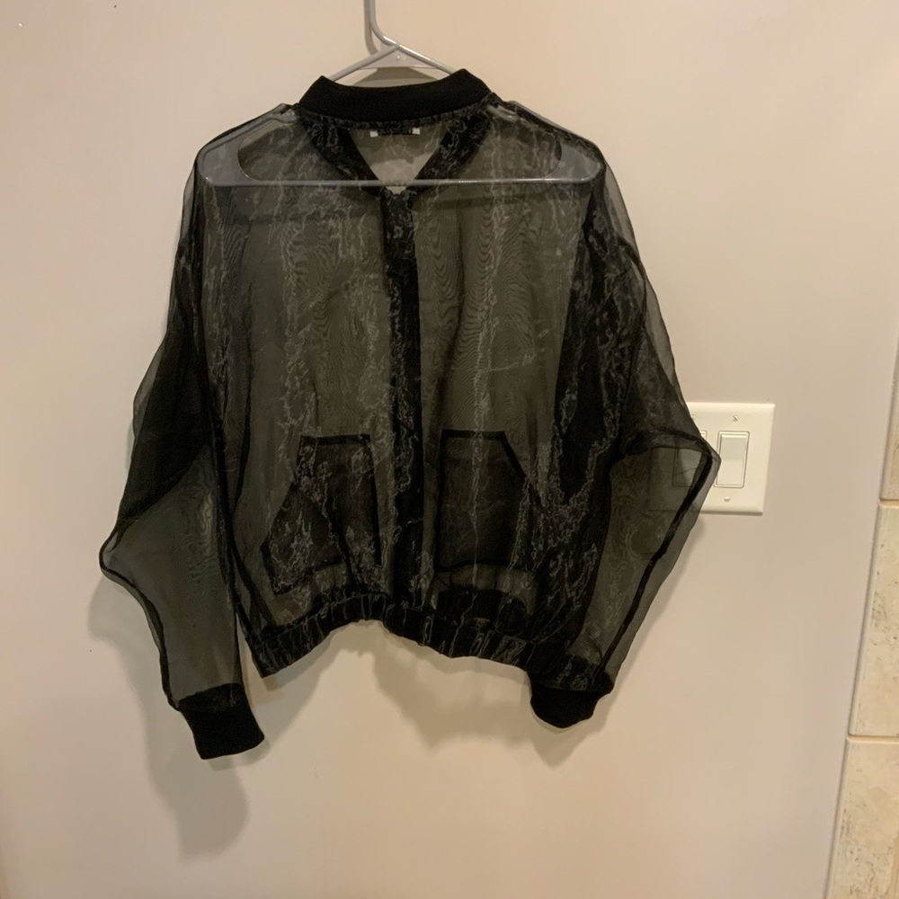 Zara Black Sheer Bomber Jacket